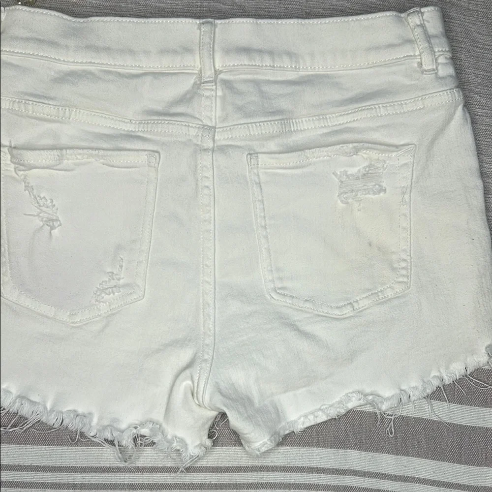 Express White Jean Shorts with Distressed Hem